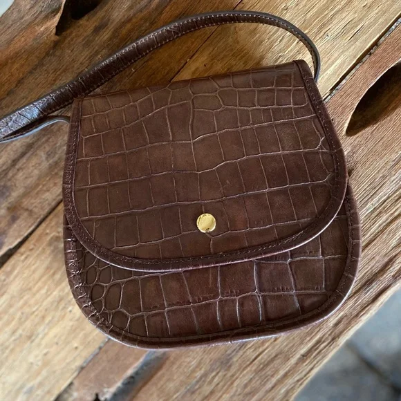 Leather Croc Textured Crossbody Bag by Emma + Sophia - Picture 4 of 11